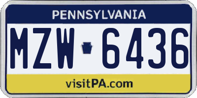 PA license plate MZW6436