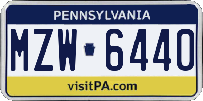 PA license plate MZW6440