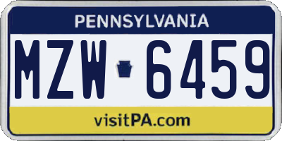 PA license plate MZW6459