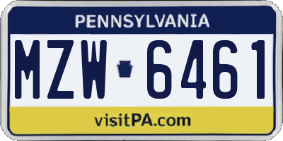 PA license plate MZW6461