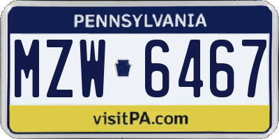 PA license plate MZW6467
