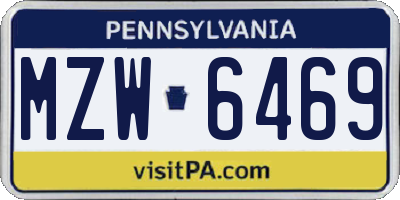 PA license plate MZW6469