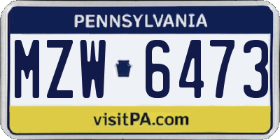 PA license plate MZW6473