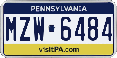 PA license plate MZW6484
