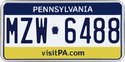 PA license plate MZW6488