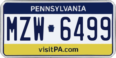 PA license plate MZW6499