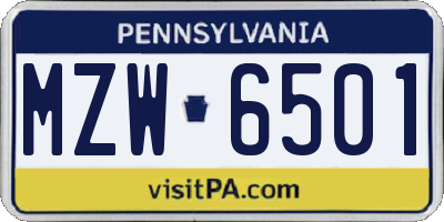 PA license plate MZW6501