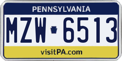 PA license plate MZW6513