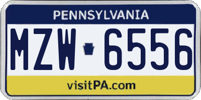 PA license plate MZW6556