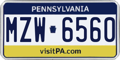 PA license plate MZW6560