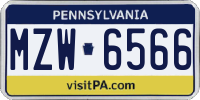 PA license plate MZW6566