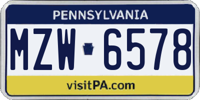 PA license plate MZW6578
