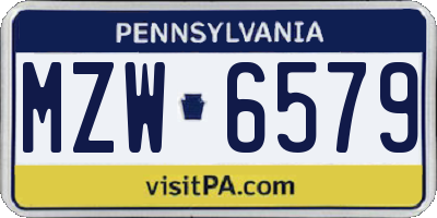 PA license plate MZW6579