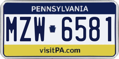 PA license plate MZW6581