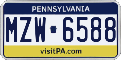 PA license plate MZW6588