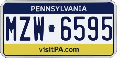 PA license plate MZW6595