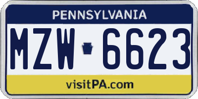 PA license plate MZW6623