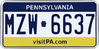 PA license plate MZW6637