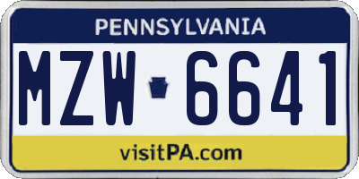 PA license plate MZW6641