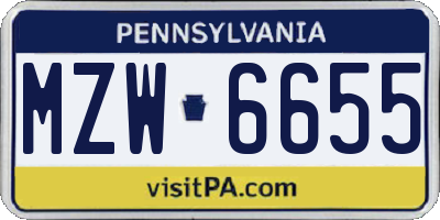 PA license plate MZW6655