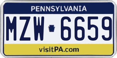 PA license plate MZW6659