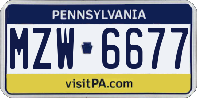 PA license plate MZW6677