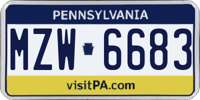 PA license plate MZW6683
