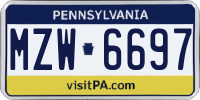 PA license plate MZW6697