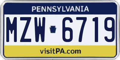 PA license plate MZW6719