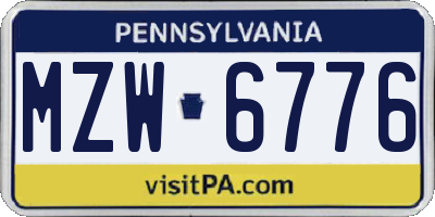PA license plate MZW6776