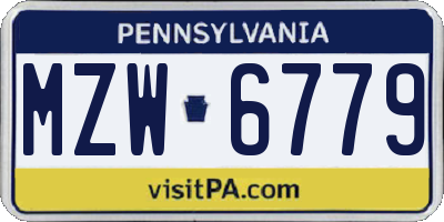 PA license plate MZW6779