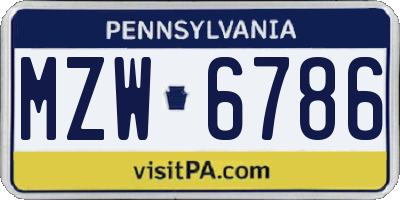 PA license plate MZW6786