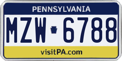 PA license plate MZW6788