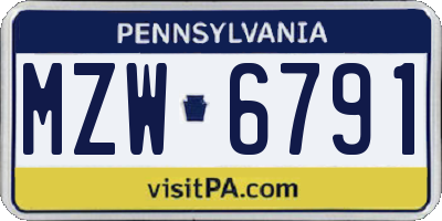 PA license plate MZW6791