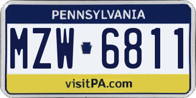 PA license plate MZW6811