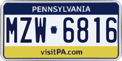 PA license plate MZW6816