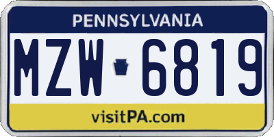 PA license plate MZW6819