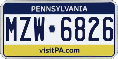 PA license plate MZW6826