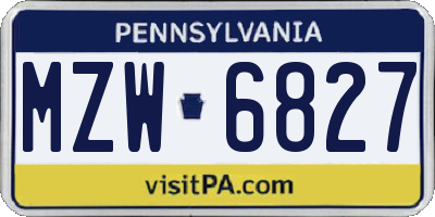 PA license plate MZW6827
