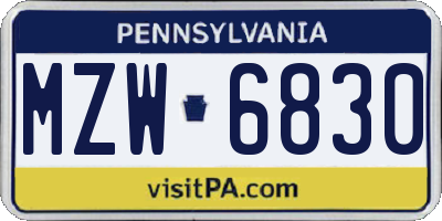 PA license plate MZW6830