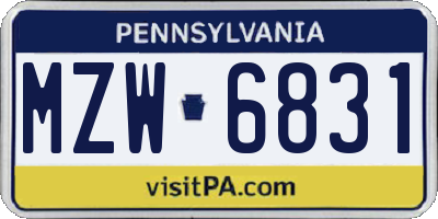 PA license plate MZW6831