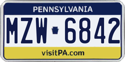 PA license plate MZW6842
