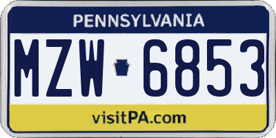 PA license plate MZW6853