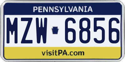 PA license plate MZW6856