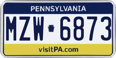 PA license plate MZW6873
