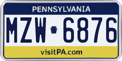 PA license plate MZW6876
