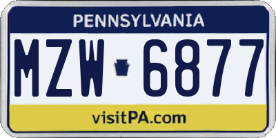 PA license plate MZW6877