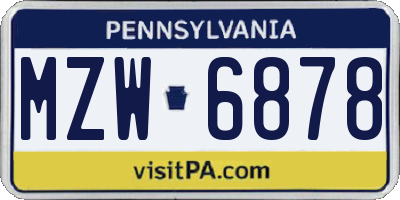 PA license plate MZW6878