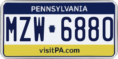 PA license plate MZW6880