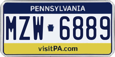 PA license plate MZW6889